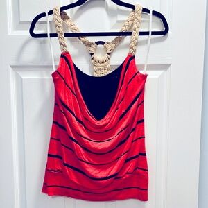 NWOT Novelty Tank Top With Rope Detail